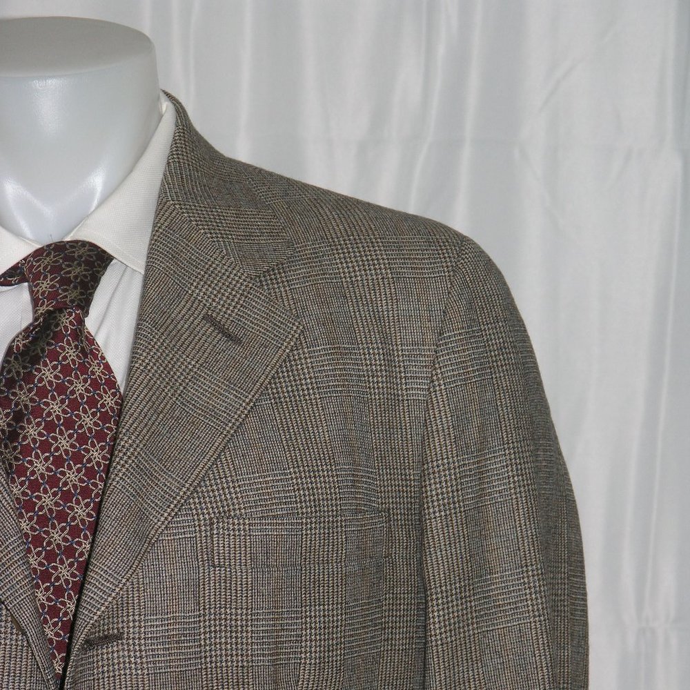 Fabrizio New York Taupe Plaid Three Button Suit 3… - image 1